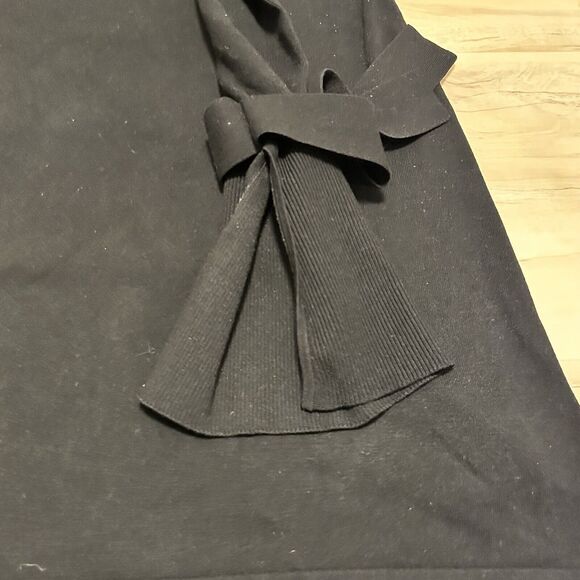 Karen Mullen Women Small Dress Wrist Tie Sleeve Mock Neck Knit Fit Flare - Picture 3 of 9